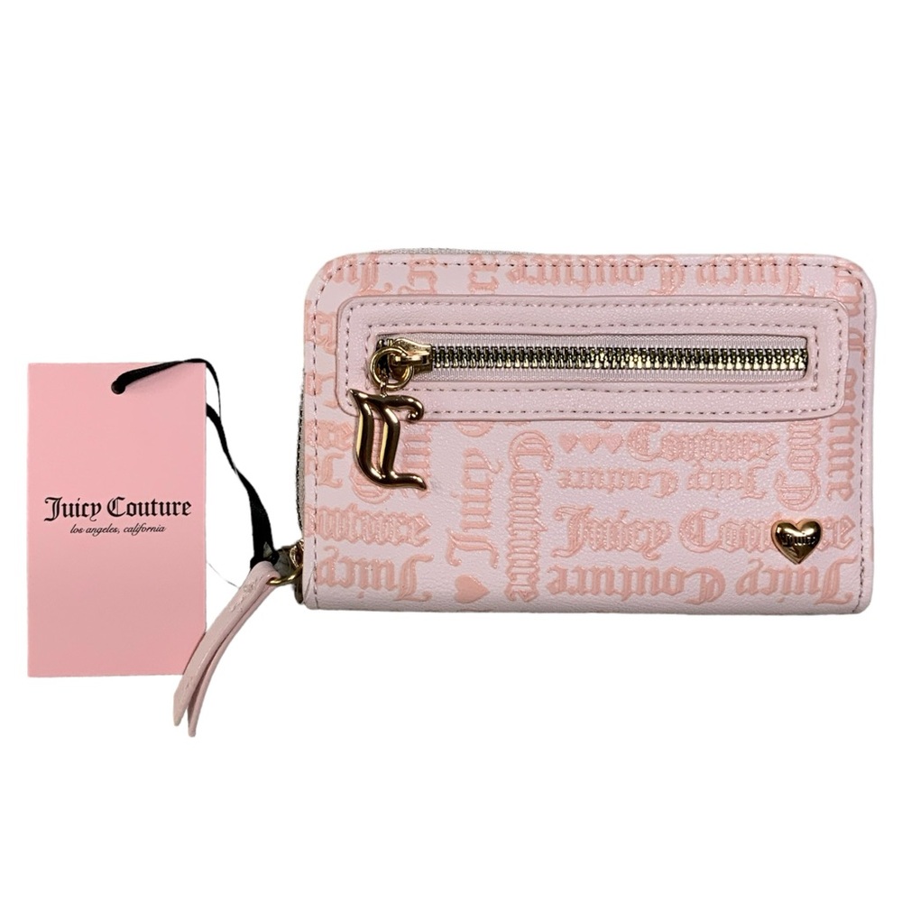 Baby Pink/Peach Embossed Medium Zip Wallet By Juicy Couture